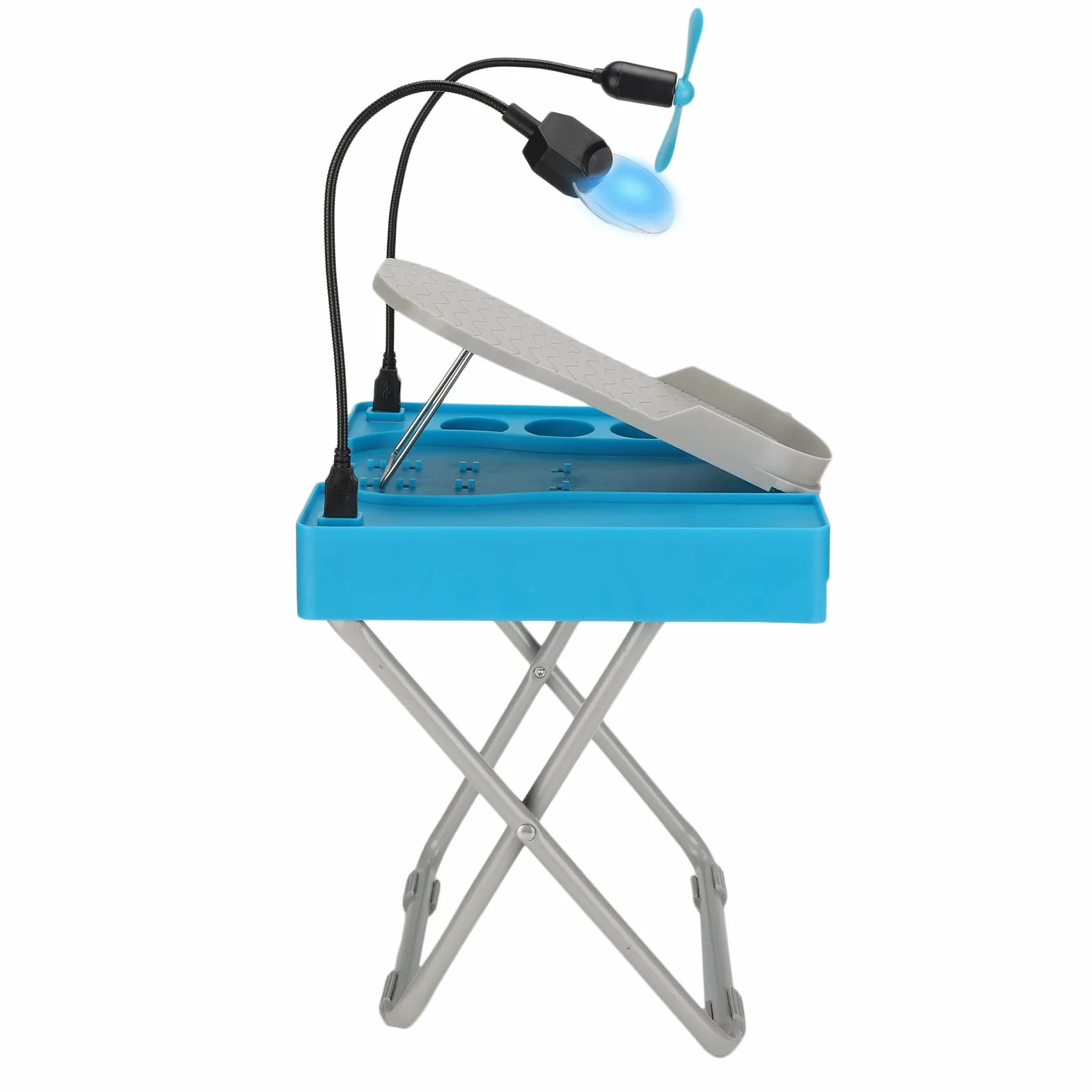 Brrnoo Accessori per Pedicure per Unghie, Set di Poggiapiedi per Pedicure Pieghevoli Regolabili in Altezza con Ventola per Asciugatura di Lenti d'Ingrandimento, Piedini per Pedicure Portatili Stabili