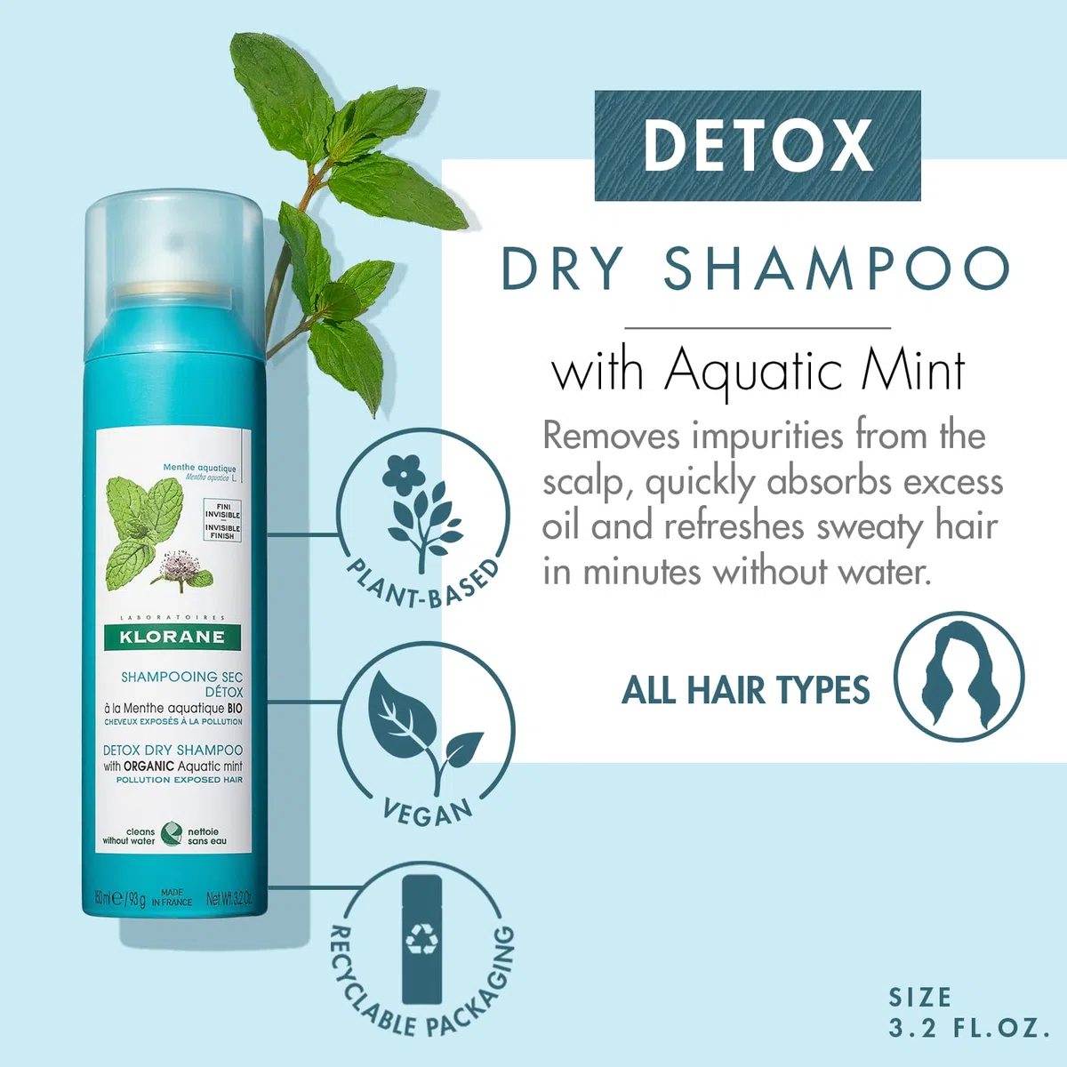 Klorane Champu Seco Detox Menta Ac 150Ml