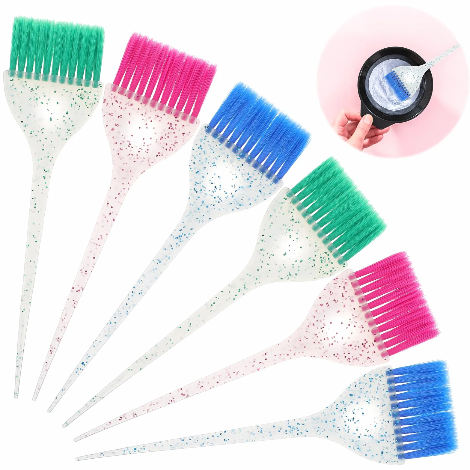 TIESOME Set di 6 pennelli per tinture per capelli, applicatore di precisione, per colorare e acconciare, per uso domestico e professionale, strumenti per parrucchieri
