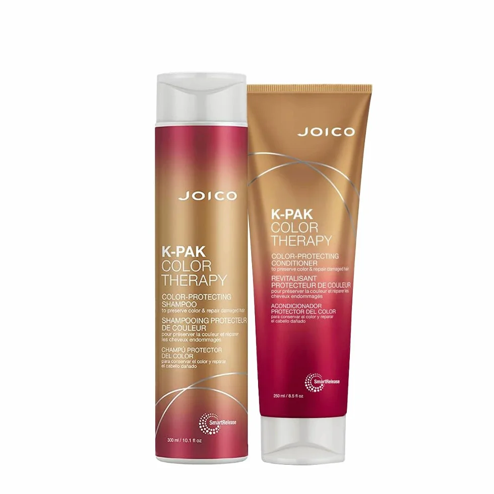 Joico - Shampoo K-PAK Color Therapy 300 ml e balsamo 250 ml per preservare il colore e riparare i capelli danneggiati