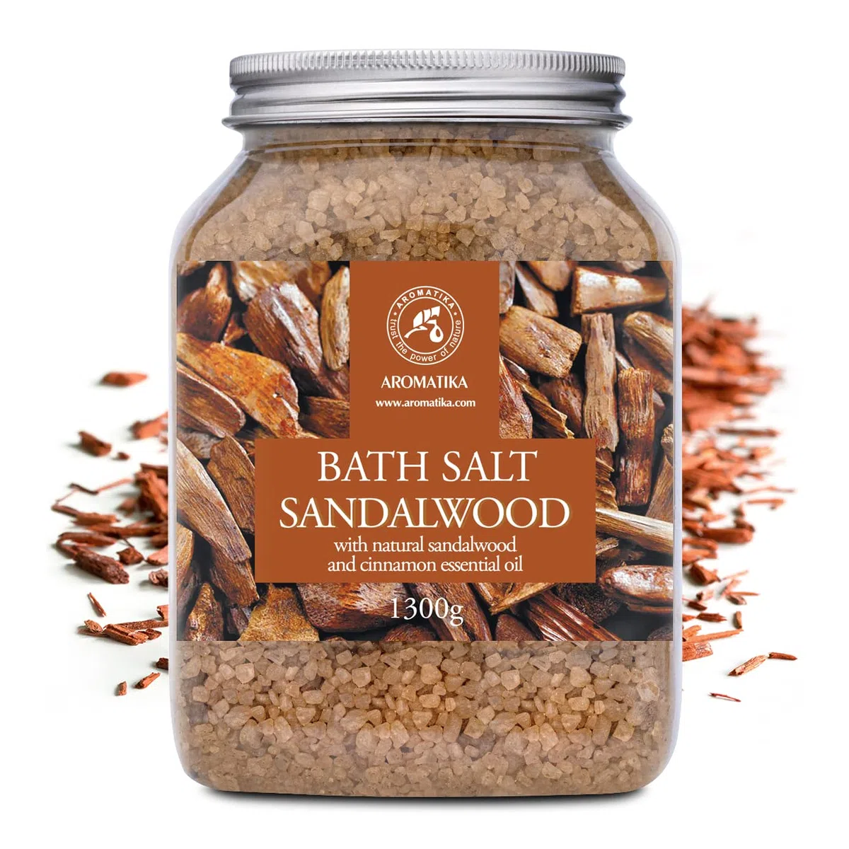 Sale da Bagno Sandalo - 1300g - Sali Marini da Bagno con Olio Essenziale di Cannella e Sandalo - Bagno Rilassante - Buon Sonno - Sali da Bagno per Aromaterapia 1.3 kg