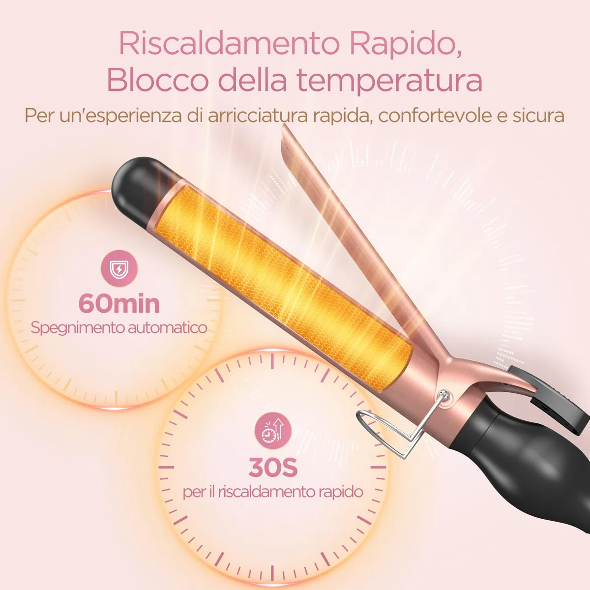 BESTOPE PRO Ferro Arricciacapelli 32 mm, Arricciacapelli per Ricci Grandi, Ferro Capelli con Scelta di Temperature, Arricciacapelli a Riscaldamento Rapido con Ampio Display LCD