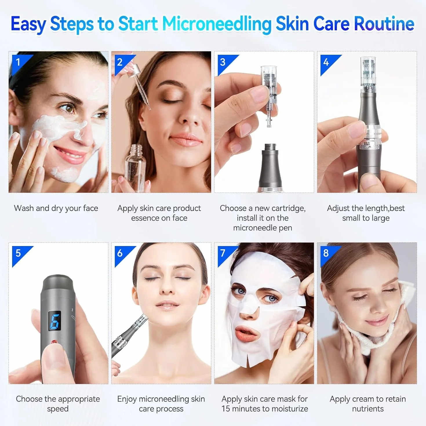 20PCS Dermapen Ultima M8 Microneedling Pen 16 Pins Cartucce di Ricambio Smaltimento Microneedling Viso Cartucce per Penna Microneedling