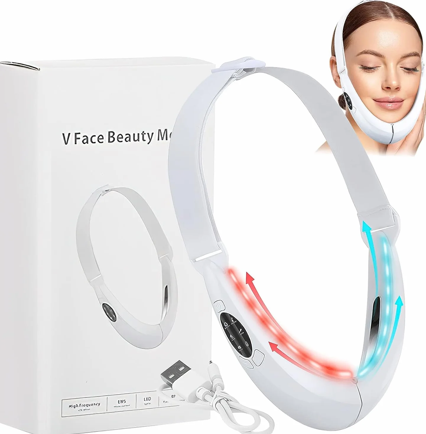 V Face Massaggiatore Viso Antirughe Lifting Tonificante, Elettrica Doppio Mento Riduttore Massaggiatore Viso Lifting per Ridurre il Doppio Mento Massaggiatore Viso Antirughe