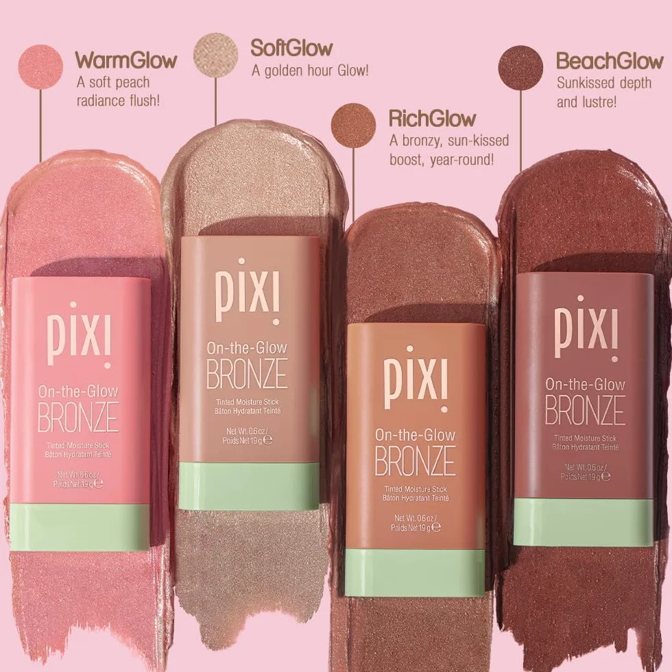 Pixi Beauty On-the-Glow Bronze | Colore: WarmGlow | Stick Abbronzante Idratante per Guance e Labbra | Con Ginseng, Aloe Vera e Estratti di Frutta | Senza Parabeni | 19 g / 0,6 oz