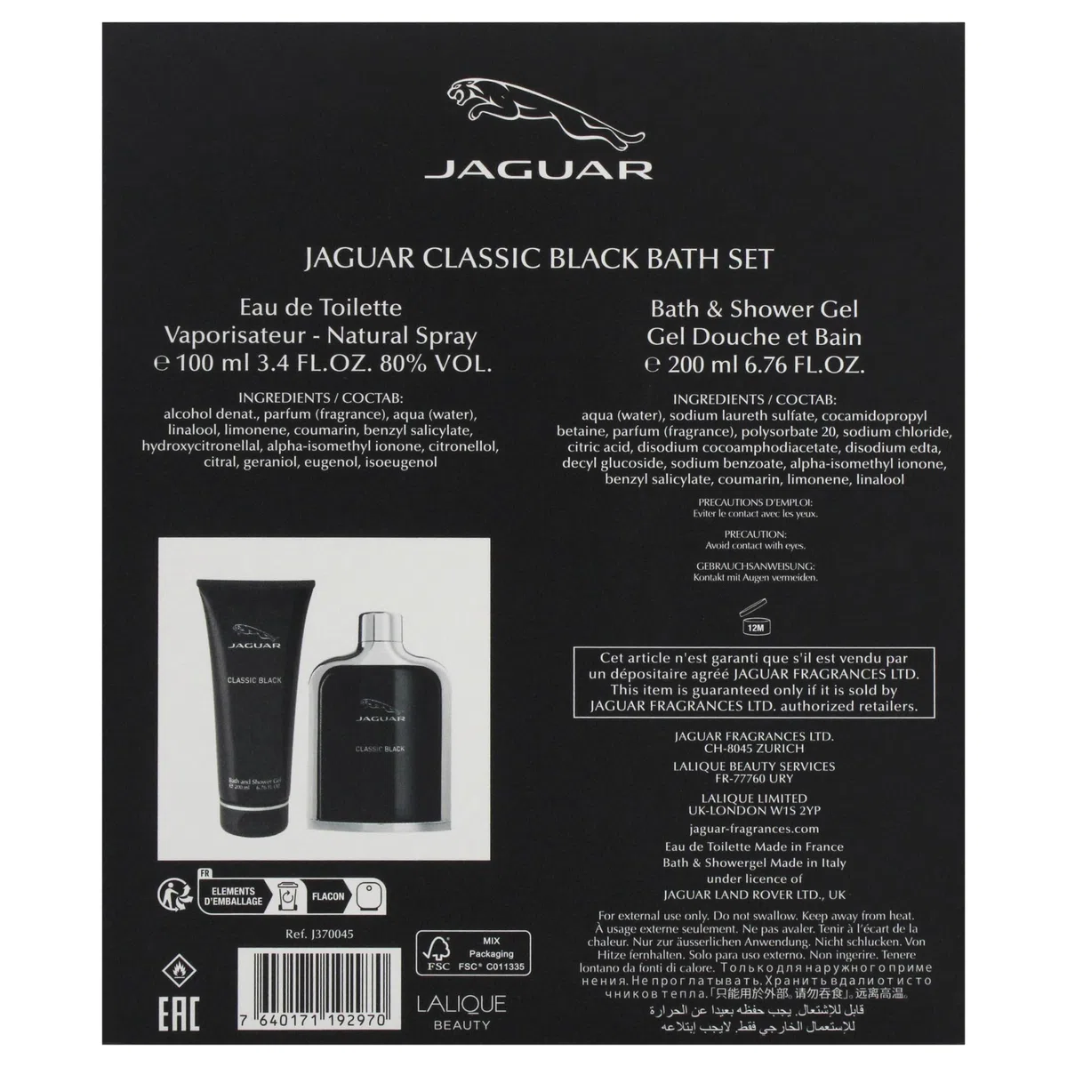 Jaguar Classic Black Set – Edt 100 ml + gel doccia 200 ml