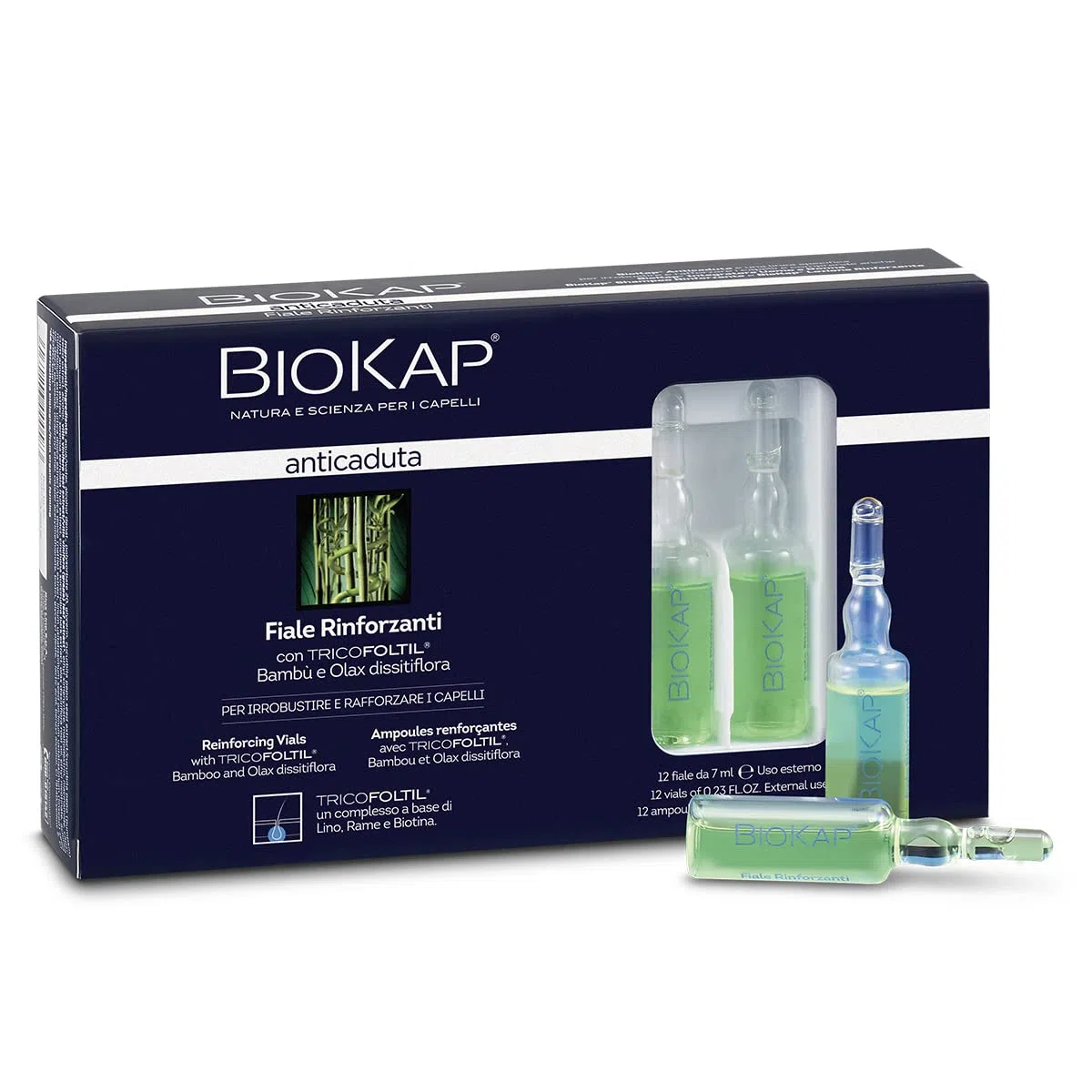 BIOS LINE BioKap Anticaduta, Fiale Rinforzanti, Aiuta a Contrastare L'Eccessiva Caduta e i Problemi Di Fragilità Capillare, 12 Fiale