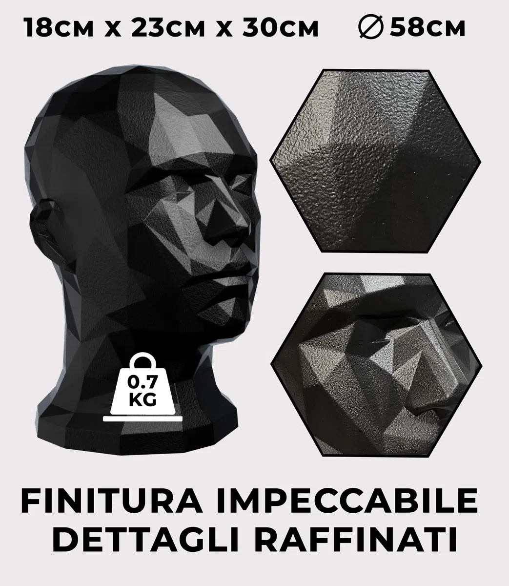 Testa manichino uomo espositore per cappelli caschi gioielli e accessori – supporto elegante per vetrine conservazione e decorazione ideale per negozi o casa