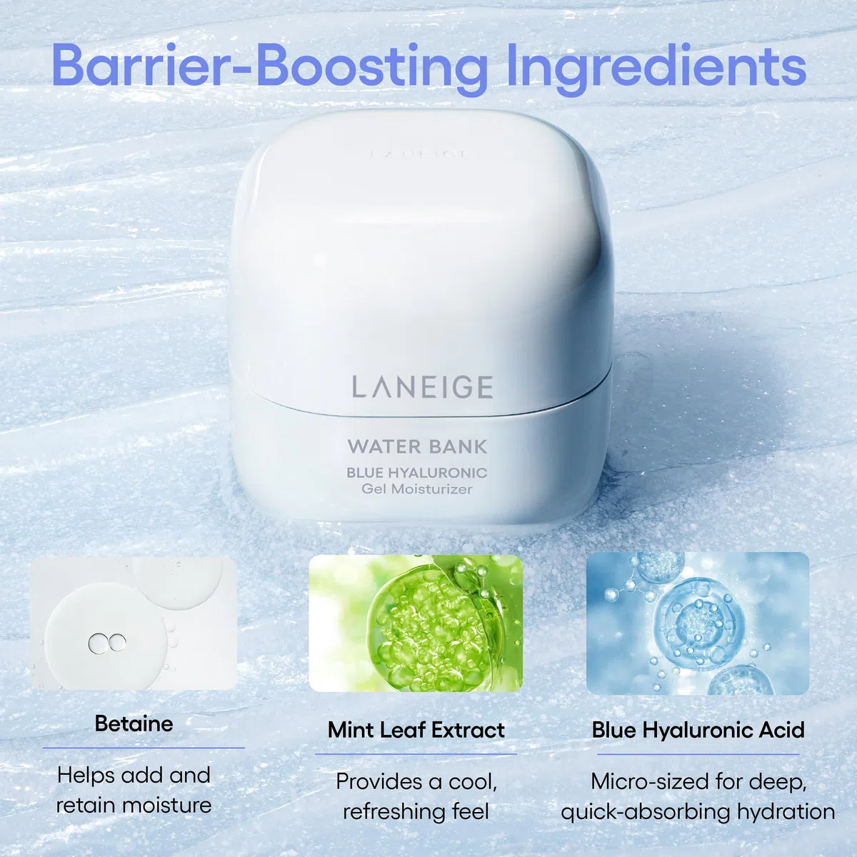 LANEIGE Water Bank Blue Hyaluronic Gel Moisturizer: Hydrate and Visibly Soothe, 1.6 fl. oz.