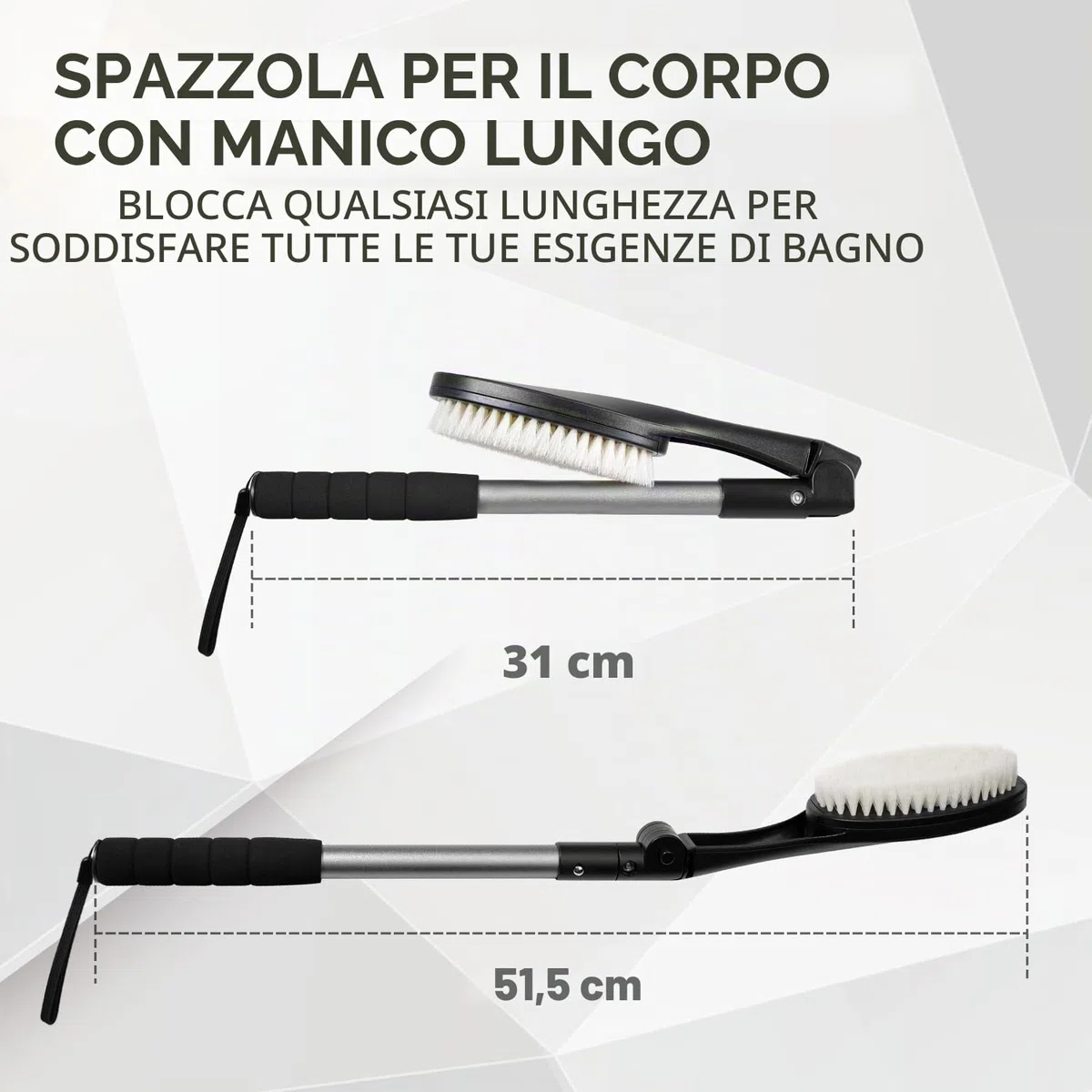 Set di 3 spazzole per la schiena con applicatore, applicatore lozione per il corpo, spazzola da bagno con manico lungo, spazzola per la doccia, spazzola per la crema per la schiena