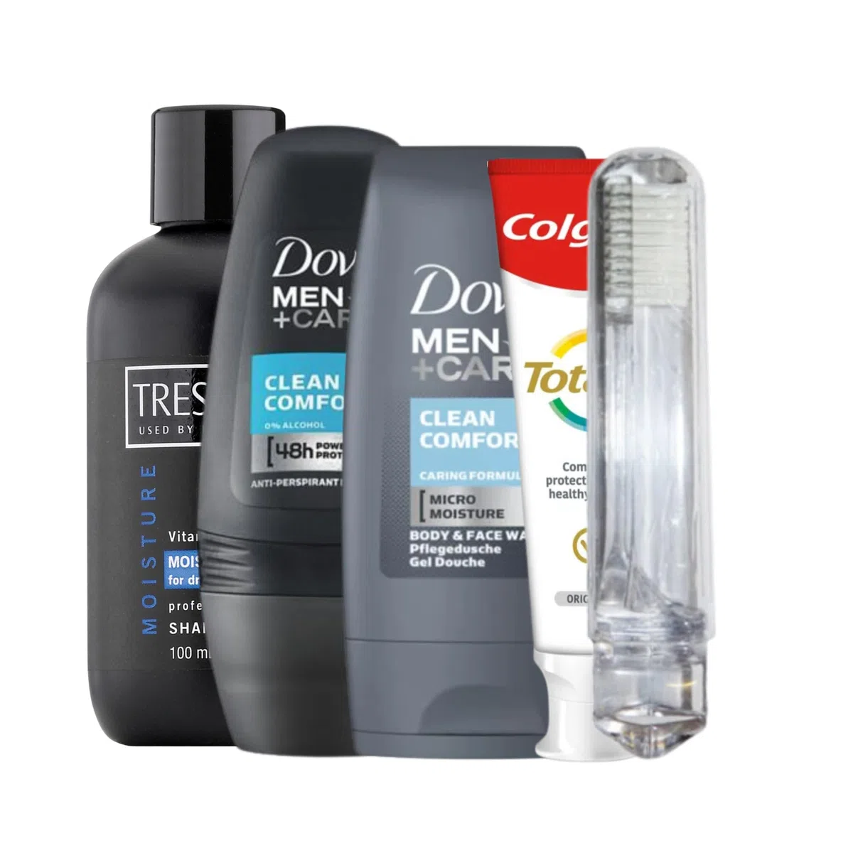 Mini set da toeletta da viaggio per uomo,Kit da viaggio essenziale da toilette per viaggi, ospedale, soggiorno notturno, Trasparente, Borsa da toilette da viaggio