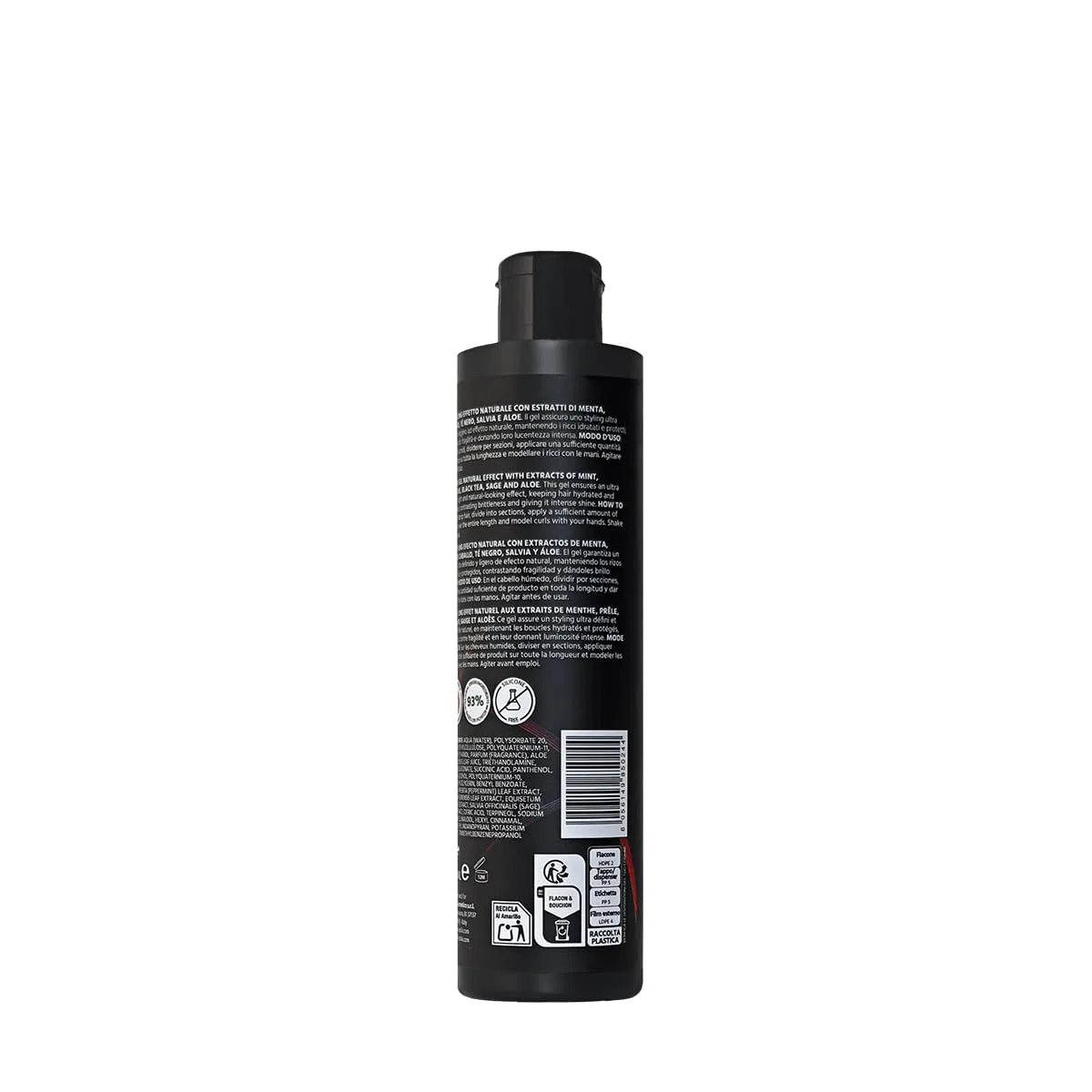 Gel Styling effetto naturale per capelli ricci con estratti di menta, equiseto, tè nero, salvia e aloe Natural&Amazing di DIVINA BLK (250ml)