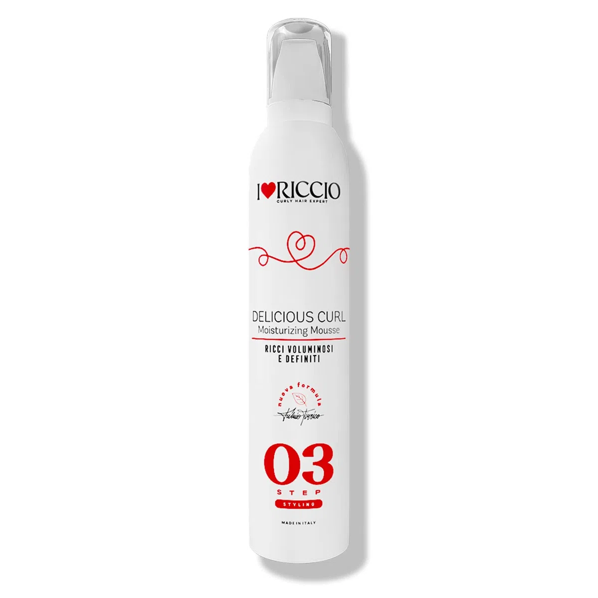 I Love Riccio Delicious Curl Moisturizing Crema in Mousse, Idratante Per Capelli Ricci, Definisce e Volumizza, Protegge da Calore del Phon e Umidità, 300 ml