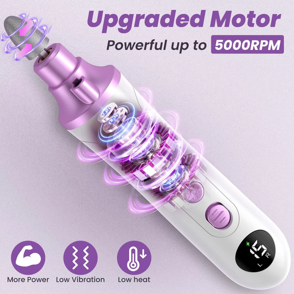 Fresa Professionale per Manicure e Pedicure, Lima per Unghie Elettrica, 15 Velocità Regolabil, Fresa per Unghie Piedi con 8 Accessori, Set Manicure Elettrico per Mani O Piedi, Casa e Salone