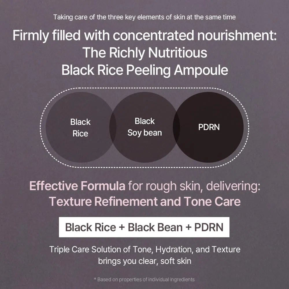 mixsoon Black Rice Peeling Ampoule - Esfoliante Viso con Estratto di Riso Nero, Complesso di Soia e PDRN di Riso, Siero Idratante per una Trasparenza Affinata e una Radiosità Vitale, 100ml