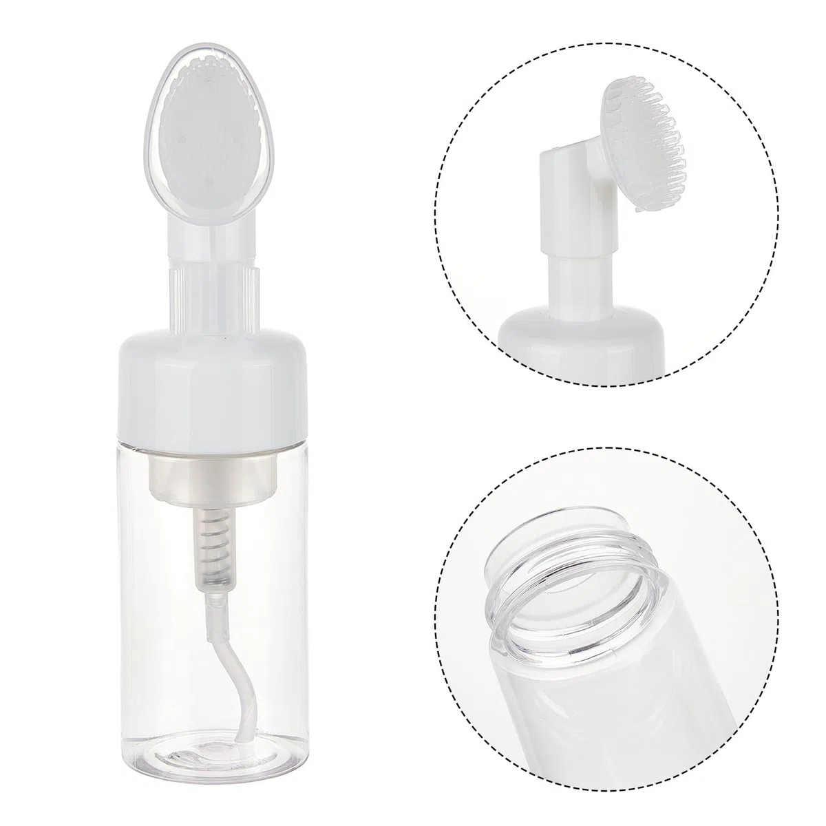 NICENEEDED Flacone In Schiuma Da 100 ml con Pennello, Dispenser per Pompa Detergente per Il Viso con Testina per Massaggio In Schiuma di Silicone, Dispenser Liquidi Da Viaggio per Sapone e Shampoo