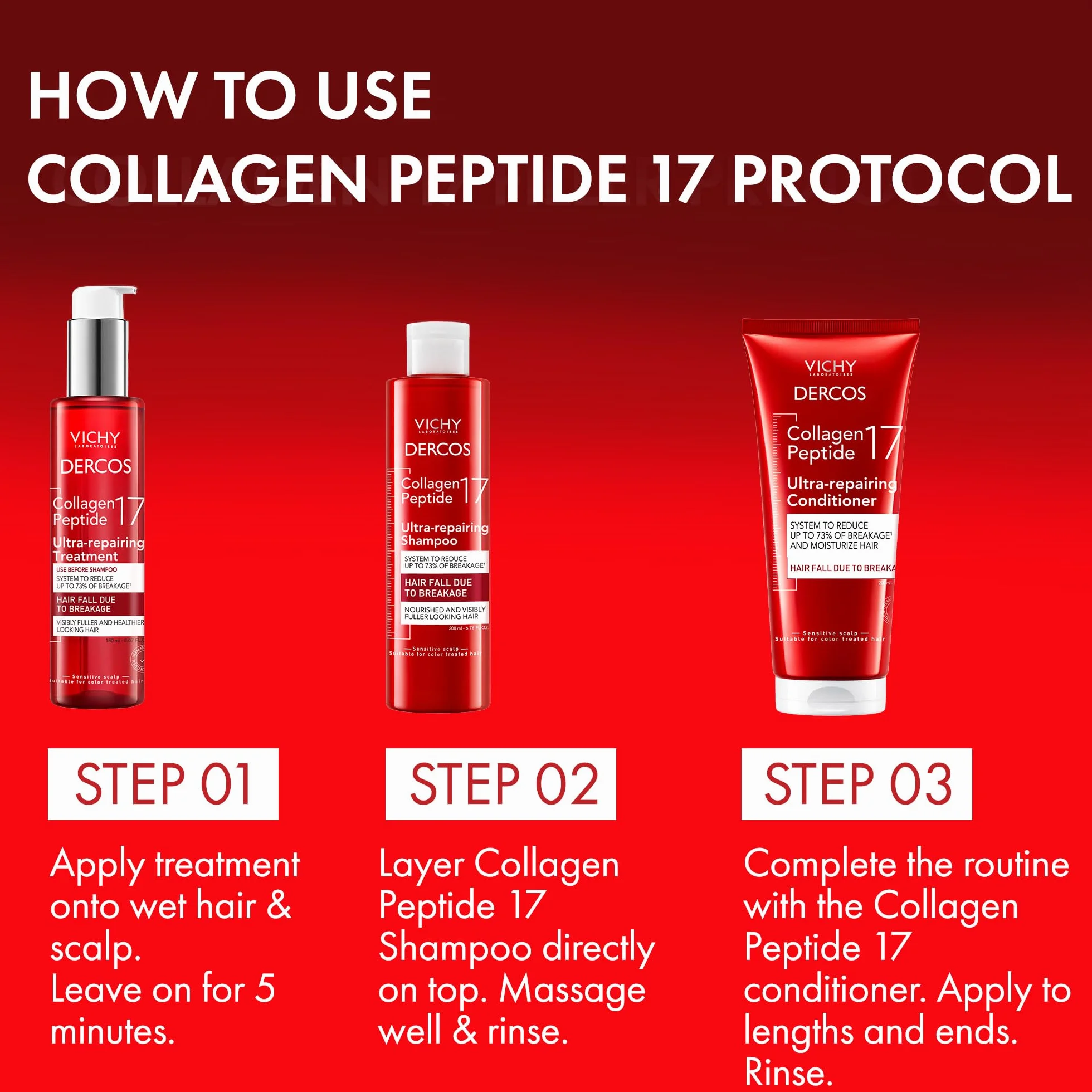 Vichy Dercos, Collagen 17 Shampoo Riparatore, Per Capelli Deboli, Azione Anti-Rottura e Riparazione Totale, Fibra Rinforzata, Capelli Morbidi e Voluminosi, 400 ml