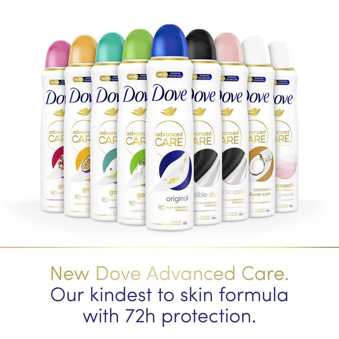 Dove Advanced Care Original Deodorante spray, fornisce fino a 72 ore di protezione dal sudore, 6 x 150 ml