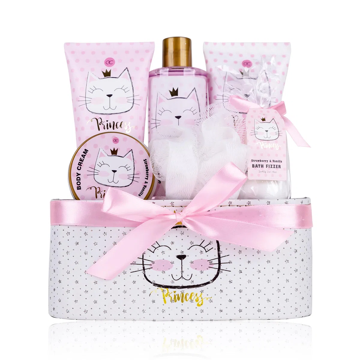 Accentra - Set Regalo Princess Kitty Per Bambina, Con Aroma Alla Fragola E Alla, 7 Pezzi, Colore: Rosa, Vaniglia