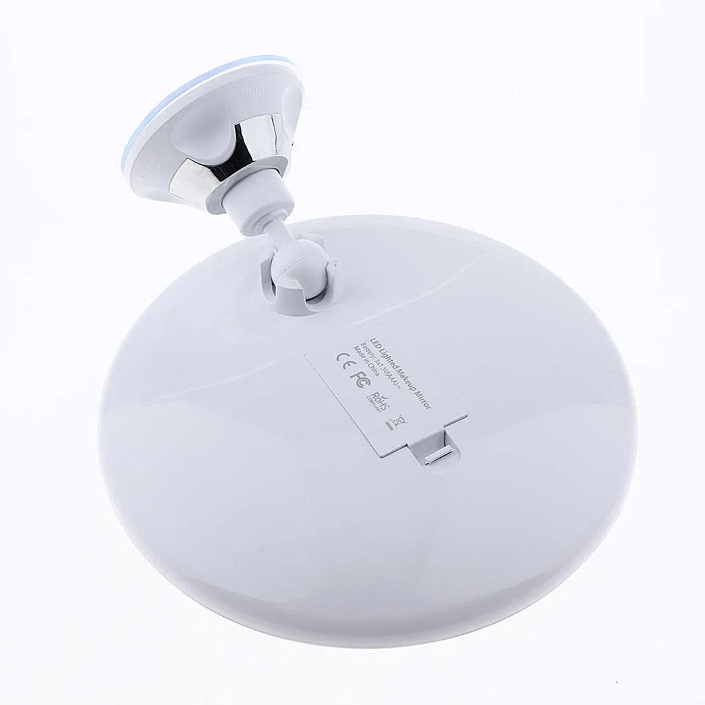 misppro Specchio da trucco illuminato con ingrandimento 7x, con ventosa, specchio da viaggio regolabile per piano di lavoro del bagno