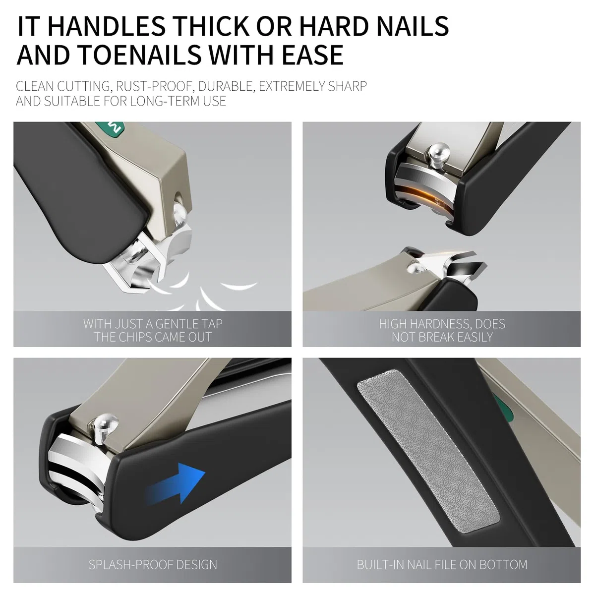 Set manicure professionale per uomini e donne, kit da 7 pezzi in acciaio inox con tagliaunghie grande, kit manicure da viaggio in custodia in pelle PU nera
