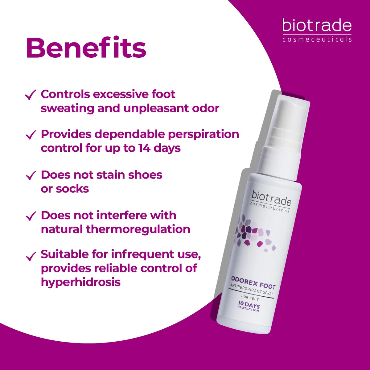 Odorex Foot. Antiperspirant Spray. One Aplication Stops the Sweating for 10 Days