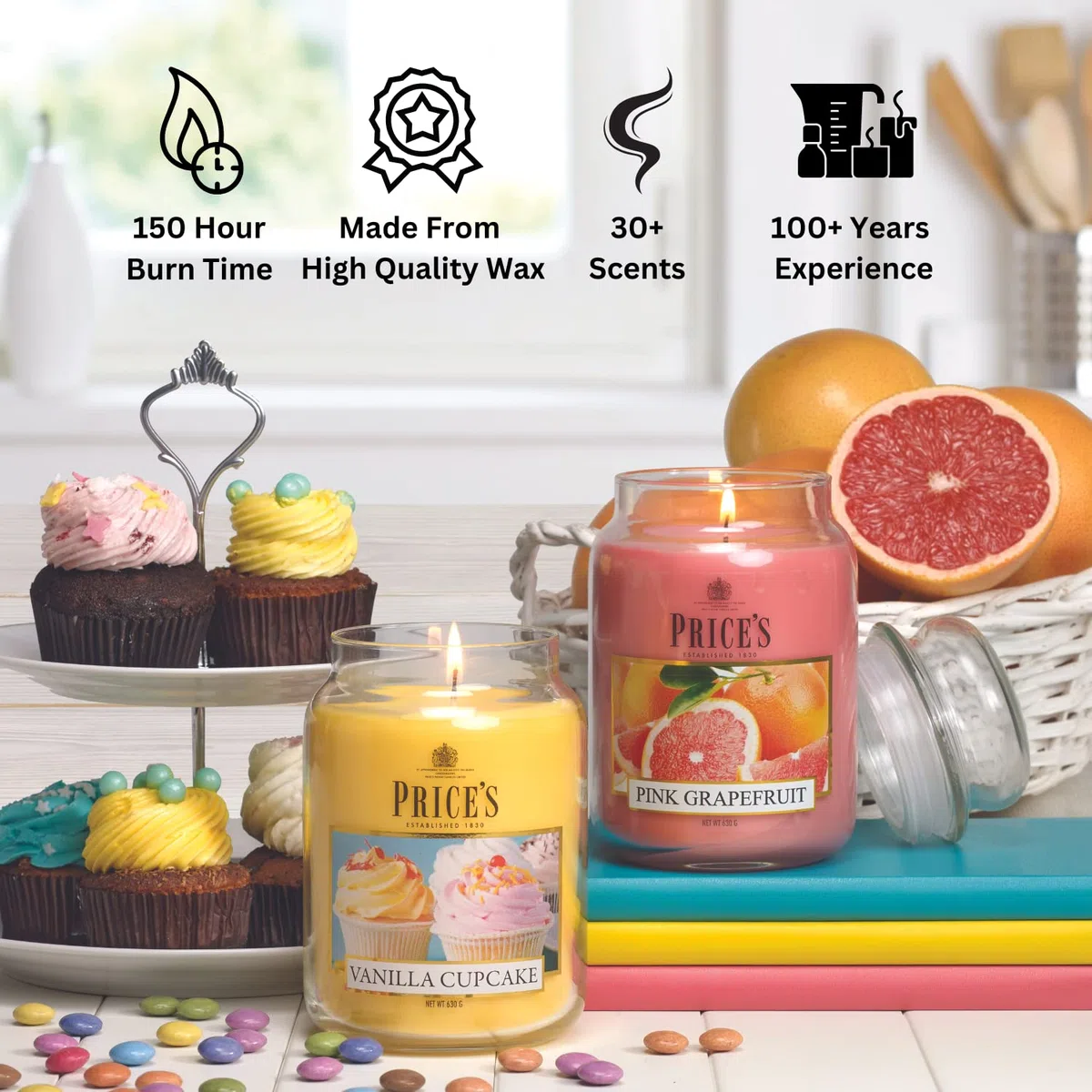 Price's Candles - Candela in Giara Grande Frangipani - Durata Fino a 150 ore di Combustione