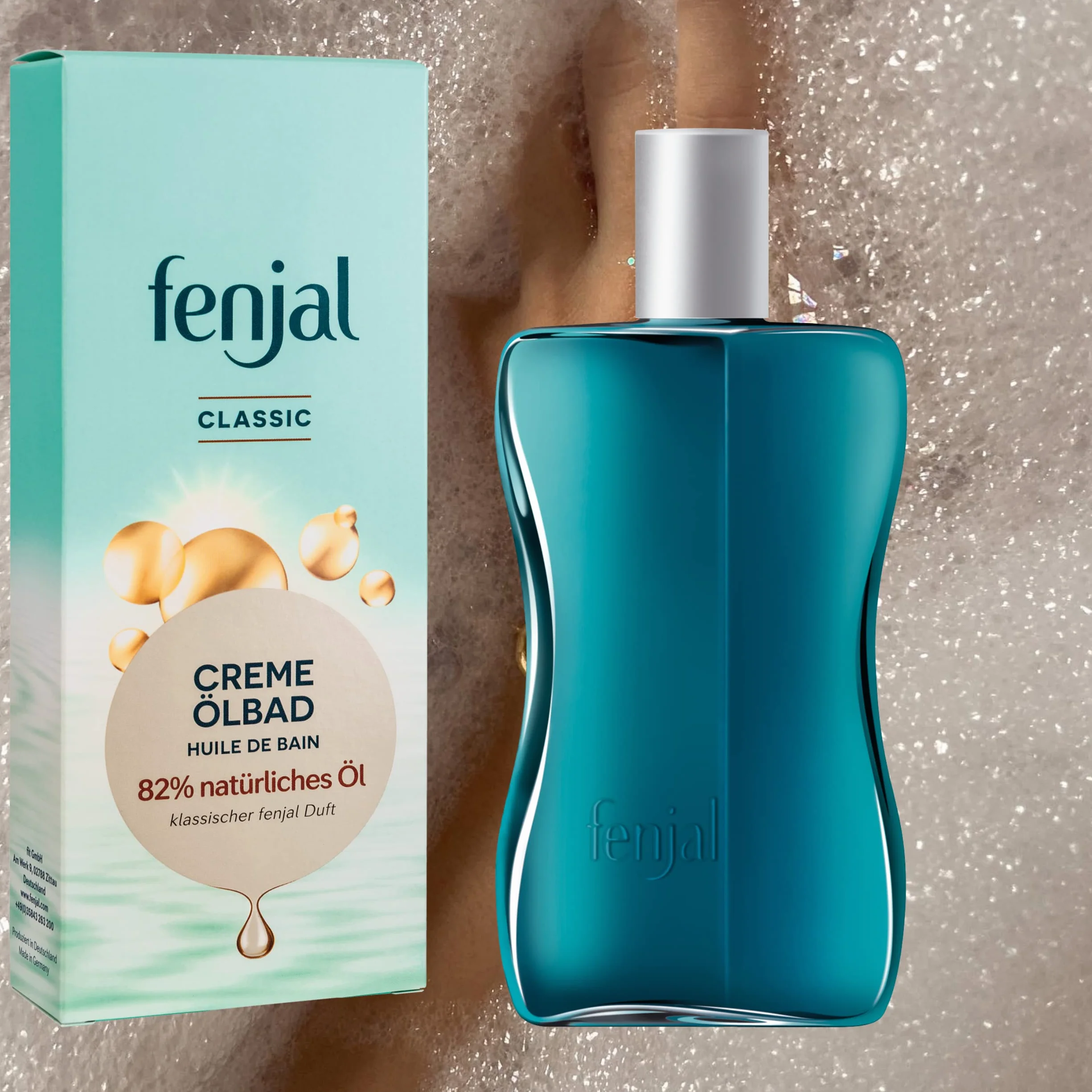 fenjal Bagno olio crema – 200 ml, bagno vegano con olio naturale all'82%, profumo, pelle da normale a molto secca – Classic